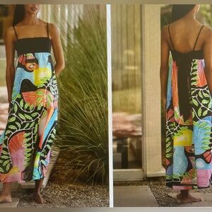 ANTHROPOLOGIE CELANDINE X CARLA PETELSKI PRINTED COTTON MAXI DRESS S/M NWT BLACK